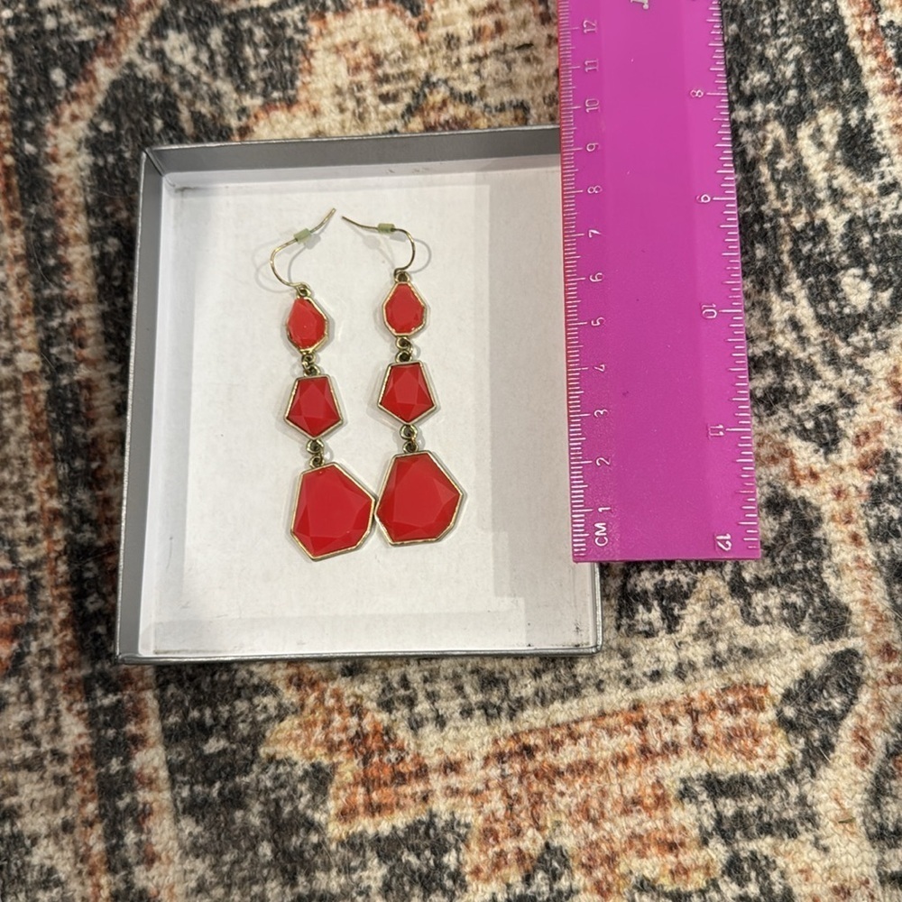 Burnt Pink and Gold Drop Chandelier Earrings - Picture 2 of 3